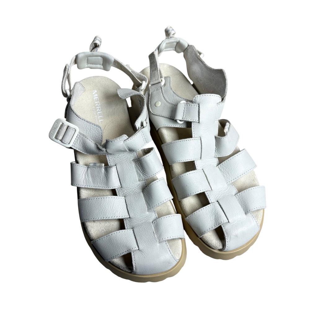 Merrell FloatMax White Leather Fisherman Gladiator Sandals Womens 9 Minimalist